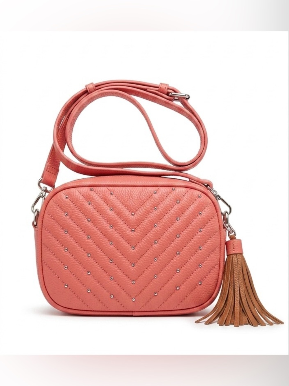 Pink Quilted Crossbody Bag with Tassel